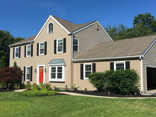 a residential home exterior on a sunny day