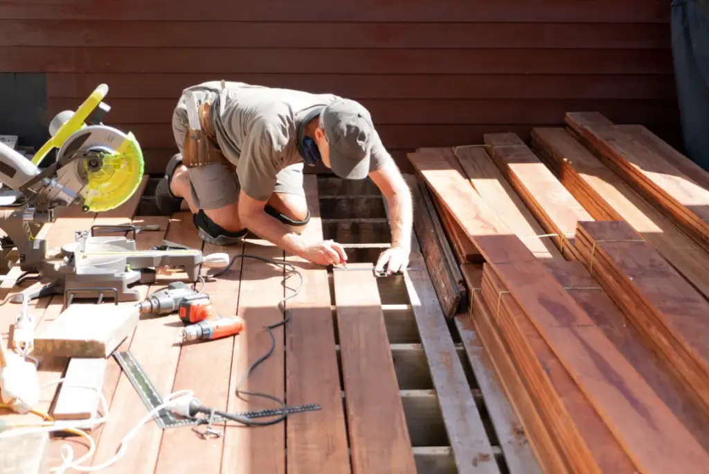 Man repairing deck